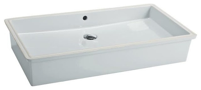 City 84.46 Undermount Bathroom Vessel Sink in Ceramic White