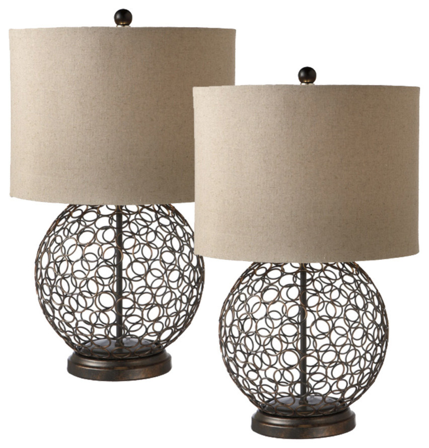 Round Table Lamps with Circles (pair) Eclectic Table Lamps