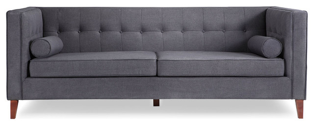 Jefferson Midcentury Modern Twill Sofa With Wood Legs Urban Ink