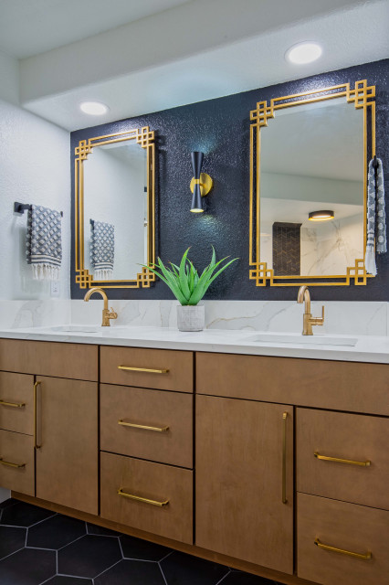 A Master Bathroom in Black and Gold - Midcentury - Bathroom - Orlando ...