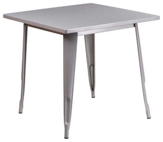 Flash Furniture 31.5" Square Metal Dining Table in Silver