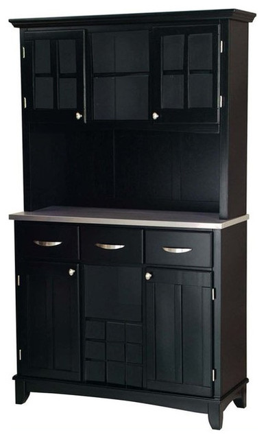 Homestyles Buffet of Buffets Wood Buffet with Hutch in Black ...