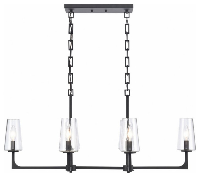 6 Light Linear Chandelier, Farmhouse Style, 15.75