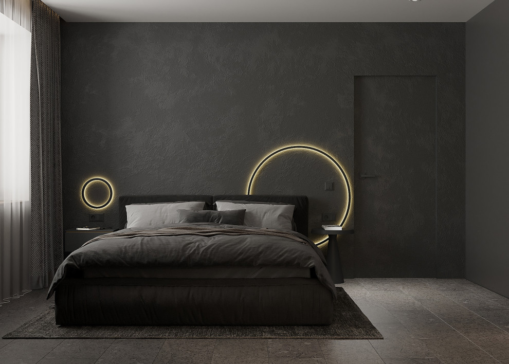 Минималистичная квартира с тёмной спальней
