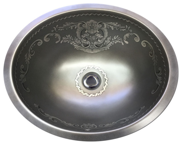 Hand Painted Sink "Oil Rubbed Bronze Legacy" Small Monaco Undermount Traditional Bathroom