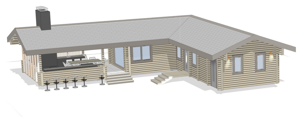 Баня с беседкой барбекю