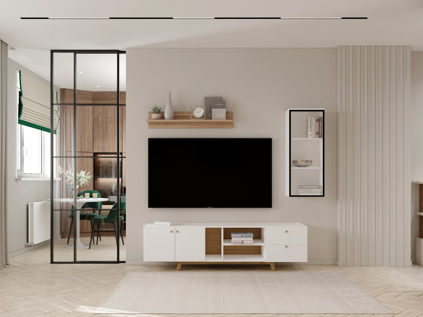 Гостиная в 3х комнатнаяой квартире в ЖК "Нахабино"