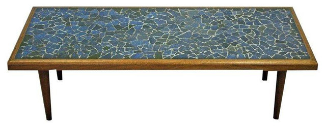Mid Century Danish Tile Top Coffee Table Mosaic
