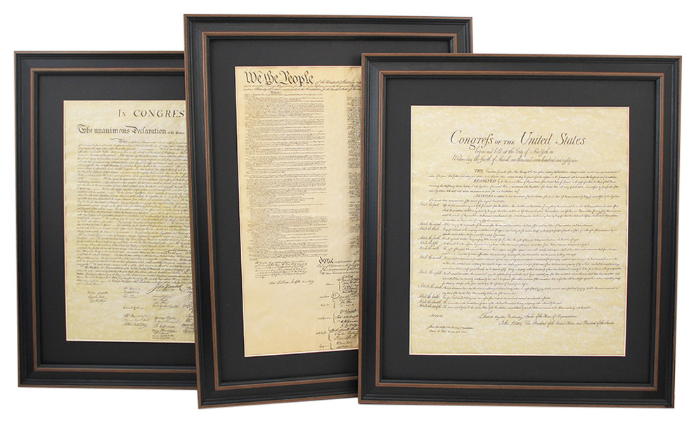Framed and Matted Constitution, Bill of Rights, Declaration of Independence Set
