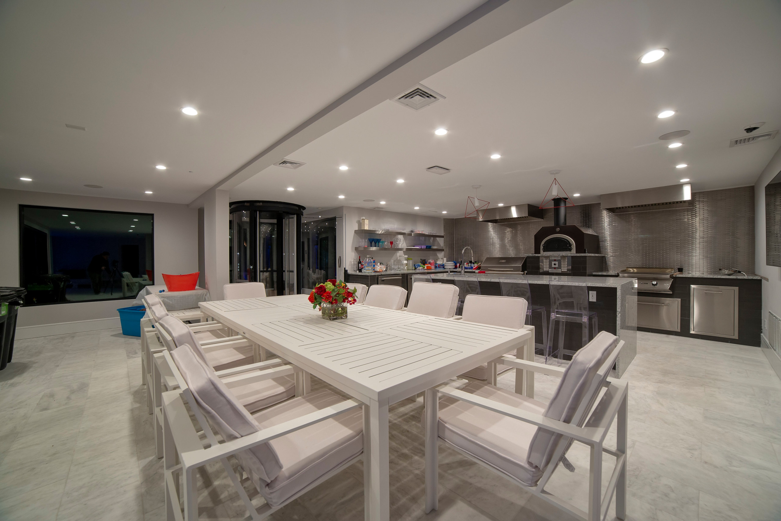 Backyard patio and lighting