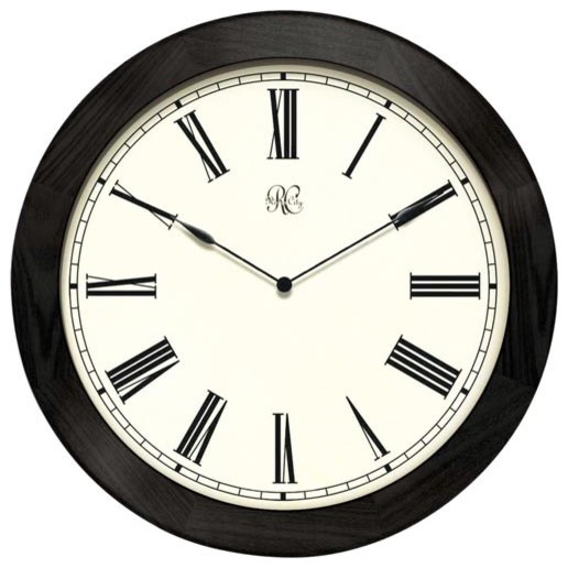 27-Inch Wooden Wall Clock with Black Frame and Roman Numerals