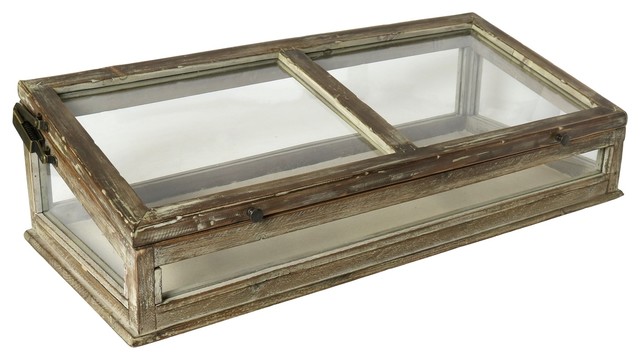 Vintage Antique Style Wood Glass Tabletop Display Case | Hinge Lid Jewelry Store