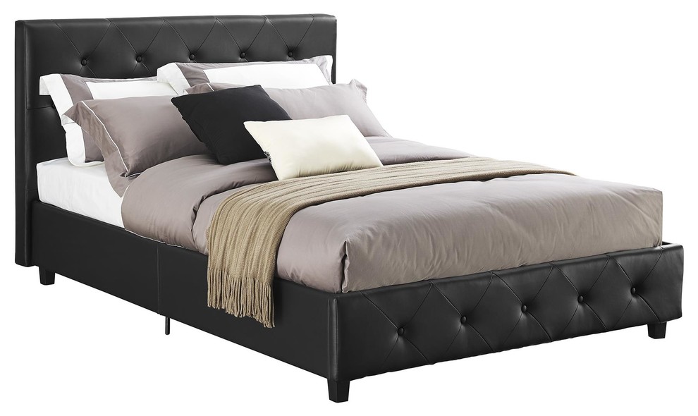 Atwater Living Dana Full Upholstered Bed, Black Transitional