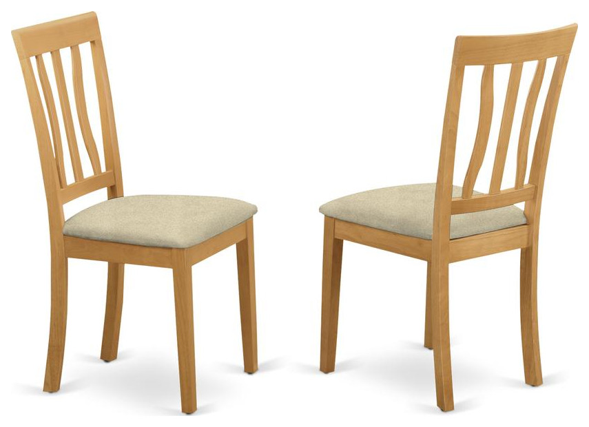 Antique Dining Chair Cushion Seat With Oak Finish, Set of 2