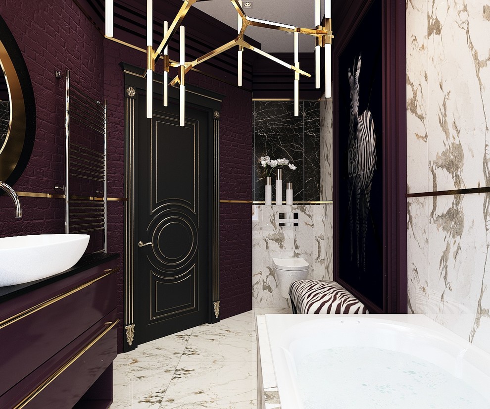 Ванная комната 1 этаж в частном домовладении в стиле арт-деко (г.Пятигорск)