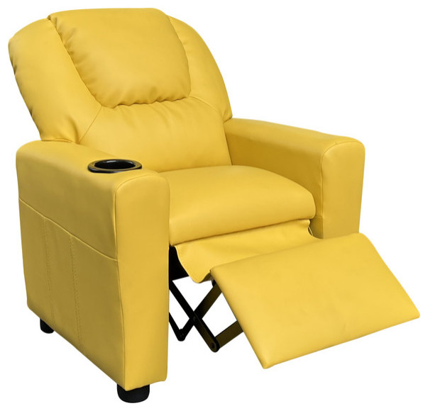 Marisa PU Leather Kids Recliner Chair with Cupholder - Contemporary ...