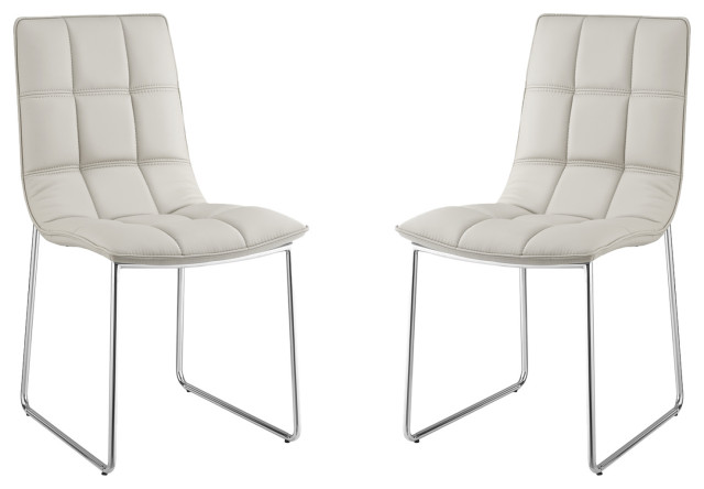 Leandro Set of 2 Dining Chair, Pu Leather, White