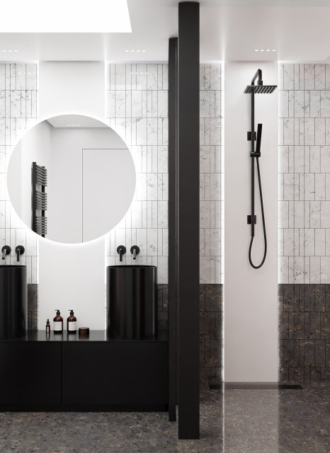R&eacute;novation compl&egrave;te d'un studio trendy-badevaerelse