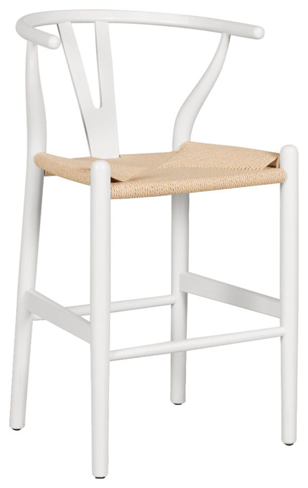 Poly and Bark Weave Counter Stool, White