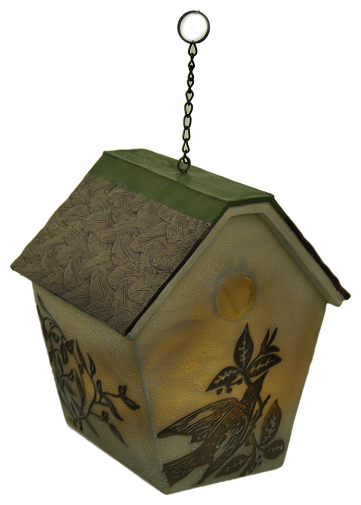 Elegant Rustic LED Hanging Birdhouse Accent Lamp
