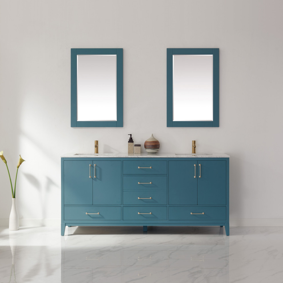 Sutton Royal Green Bathroom Vanity Set, 72" Transitional Bathroom