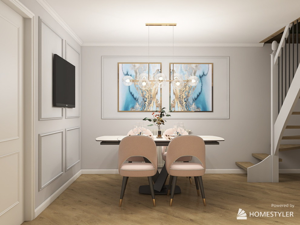 столовая- гостиная в современном стиле с элементами ар-деко