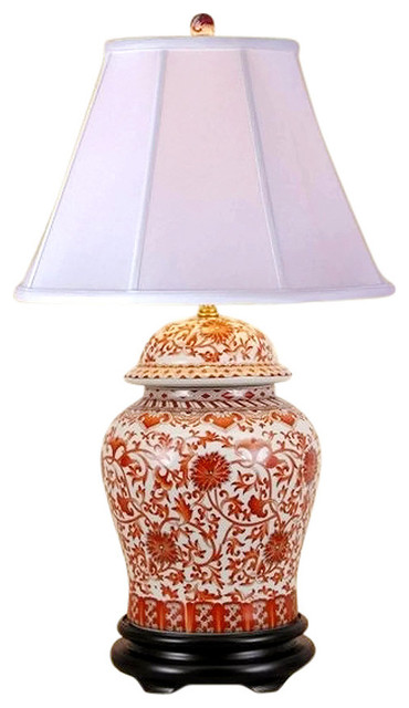 Oriental Porcelain Orange And White Ginger Jar Lamp Lotus Pattern 29 Oriental Porcelain Orange And White Ginger Jar Lamp Lotus Pattern 29