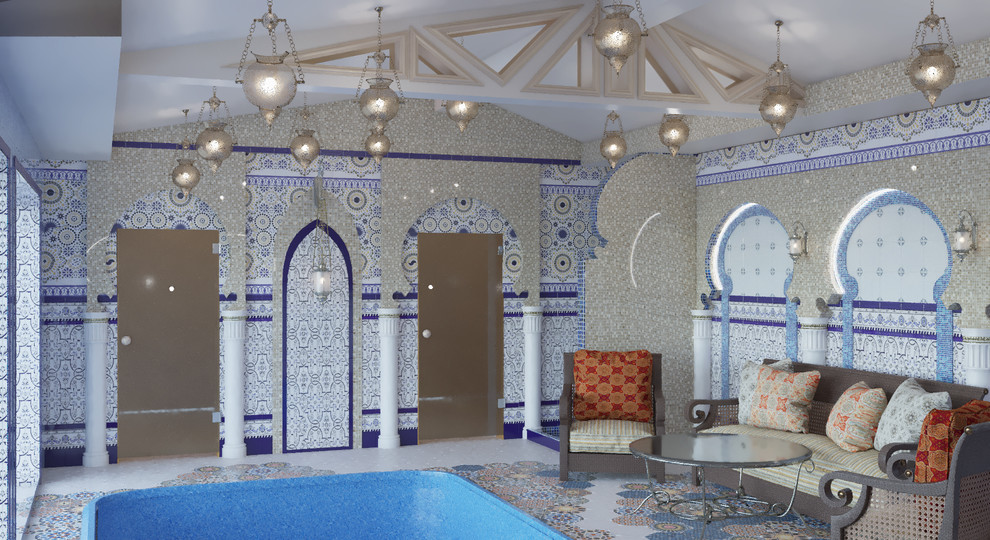 Комната отдыха о зона бассейна в частном доме