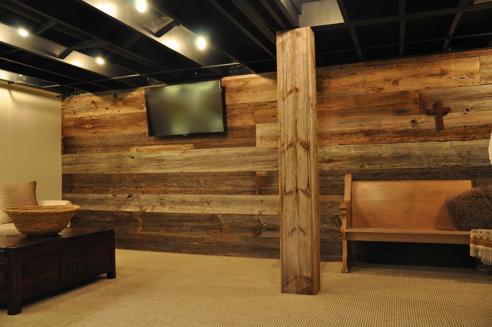 Basement - rustic basement idea in Chicago