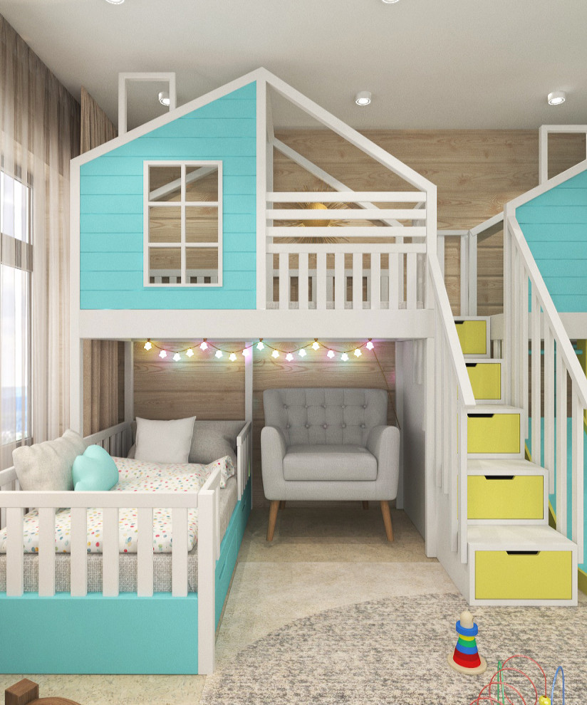 Кровать-домик в скандинавском стиле для детской спальни