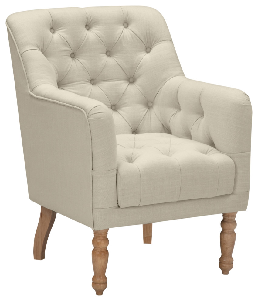 Rustic Manor Aadya Accent Chair Upholstered, Linen, Light Beige