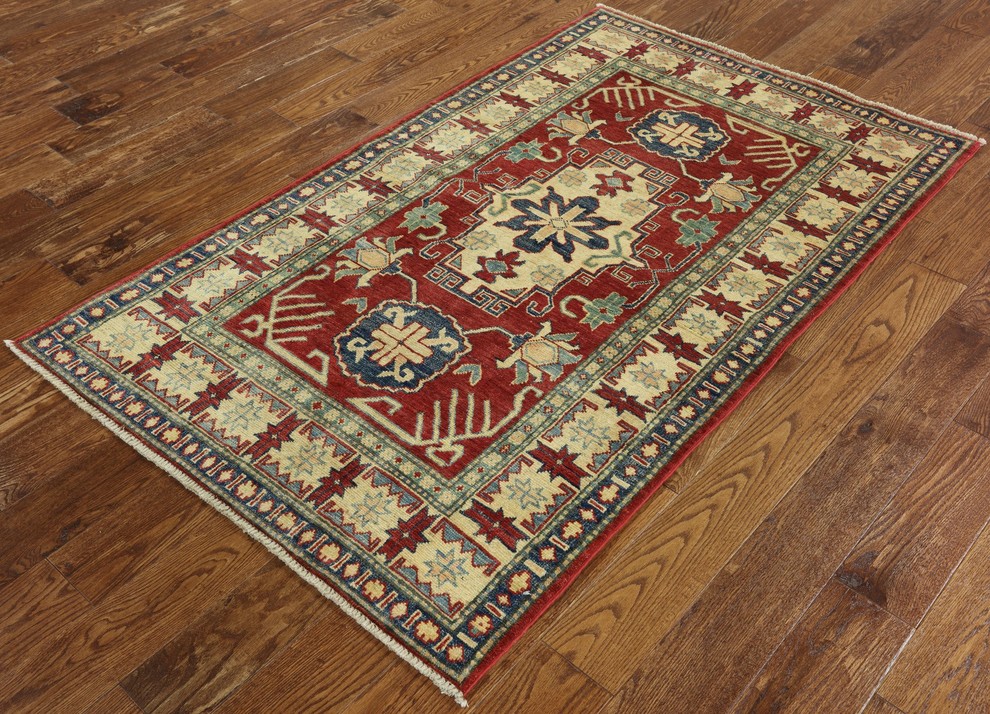 4x6 Oriental Wool Super Kazak Handmade Rug, P5666