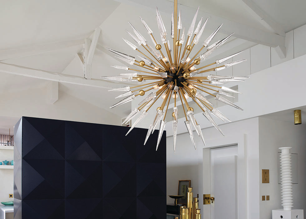 Trendy living room photo in Other with white walls