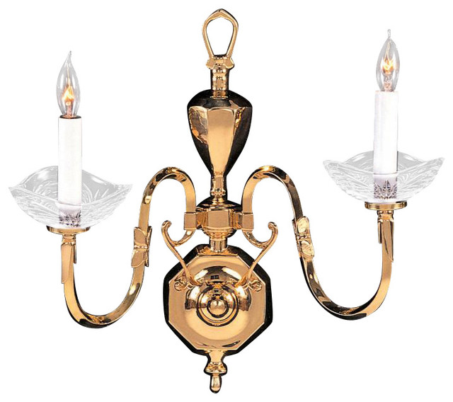 Essex House Two Light Polished Brass Wall Light - Traditional - Wall Sconces - by We Got Lites
