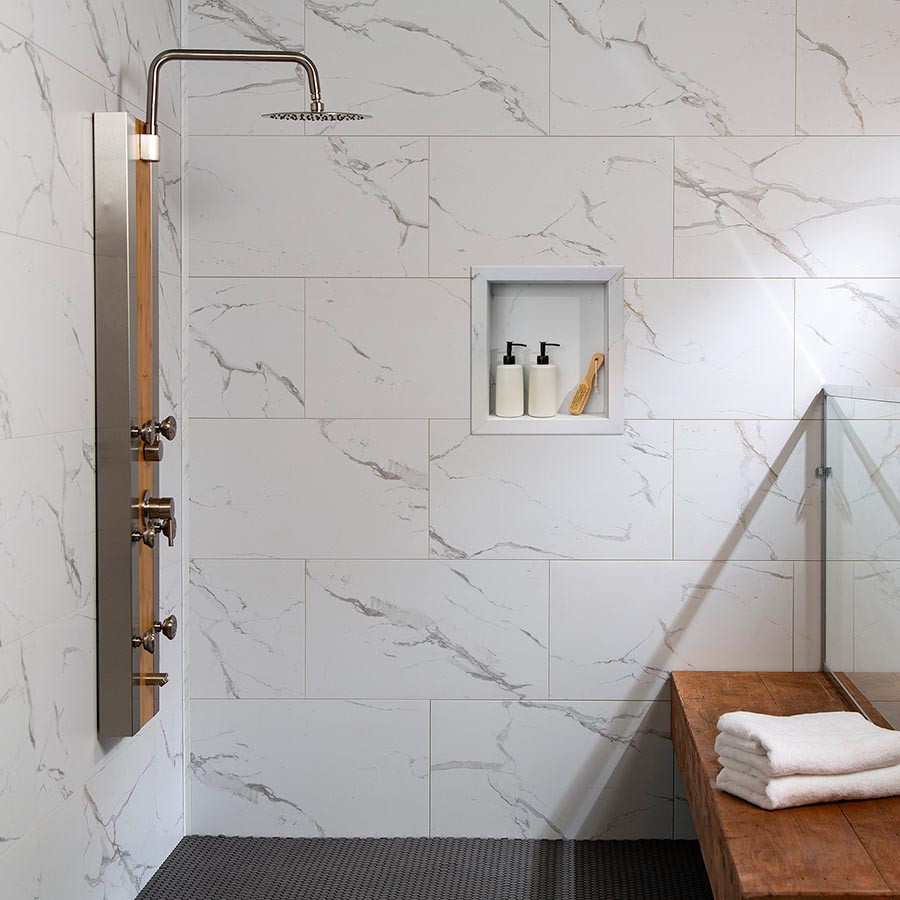 Palisade Carrara Marble Shower