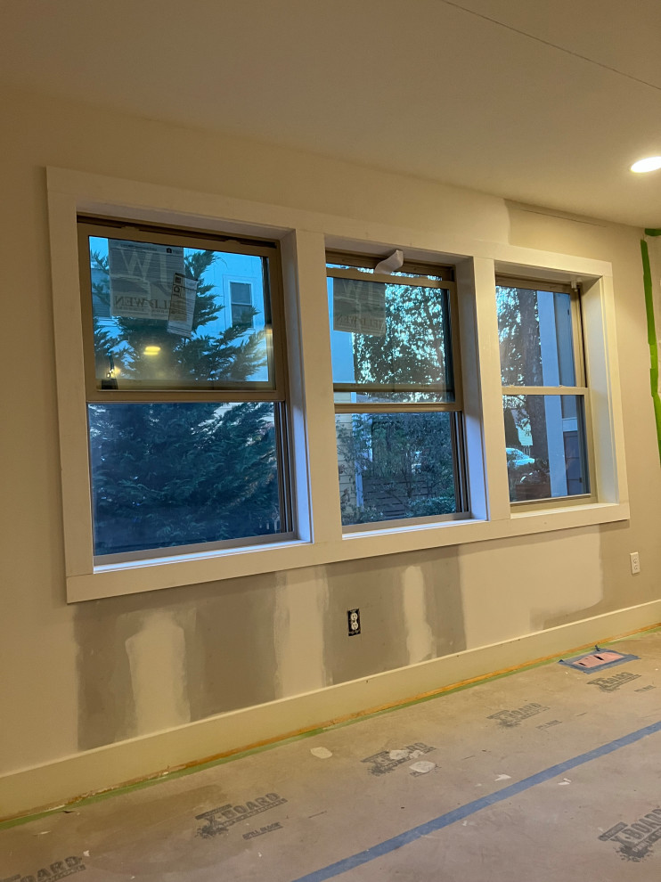 Triple window installation and finish in West Asheville