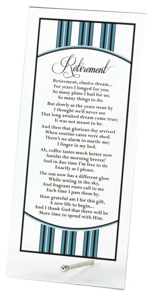 Retirement Glass Tabletop Plaque Contemporary Decorative Objects