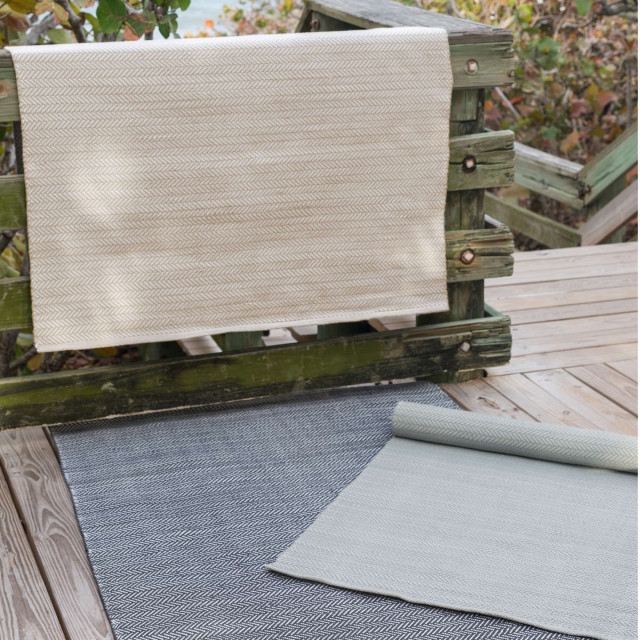 Herringbone Linen/White Indoor/Outdoor Rug, 8'x10' - Transitional ...