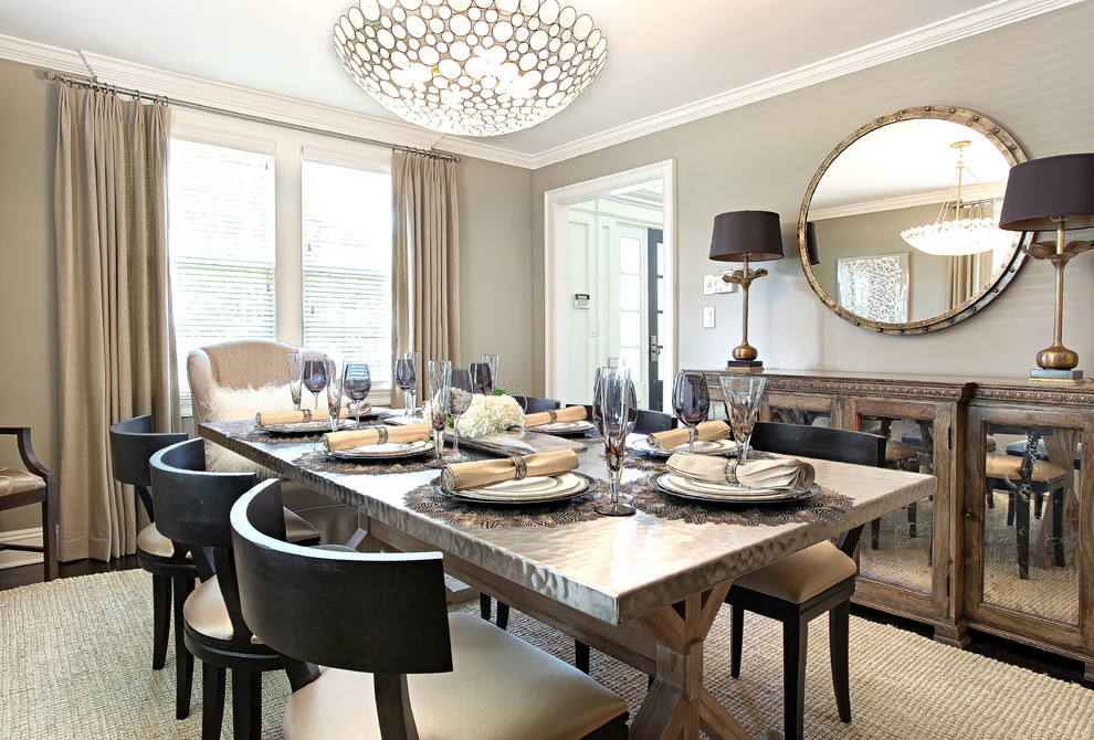 Photo of a contemporary separate dining room in New York with beige walls.