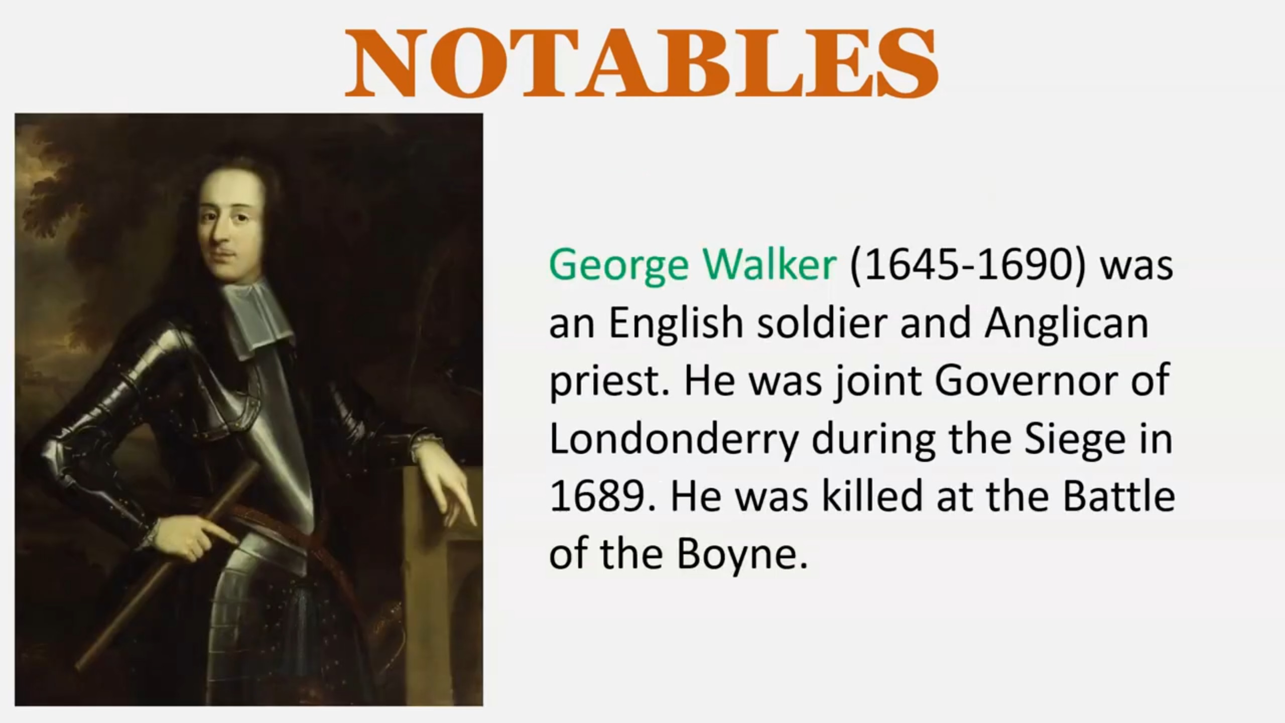 Reverend George Walker Defender of Derry