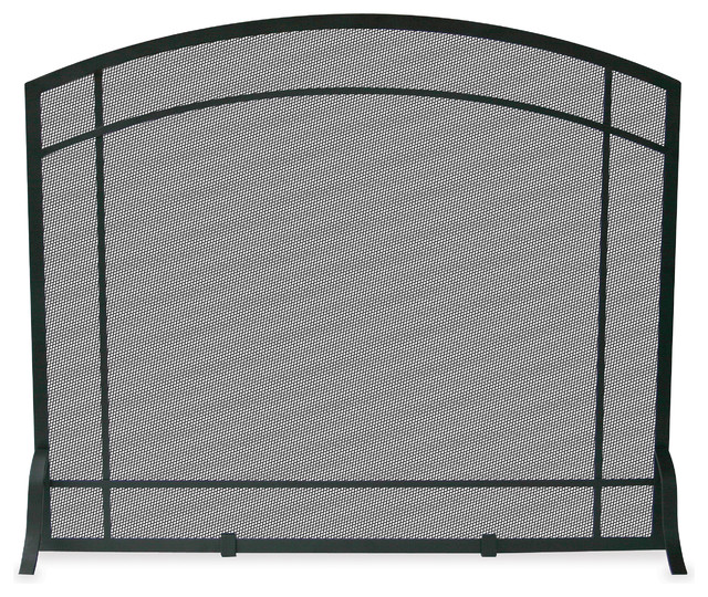 Single Panel Black Wrought Iron Screen With Mission Design