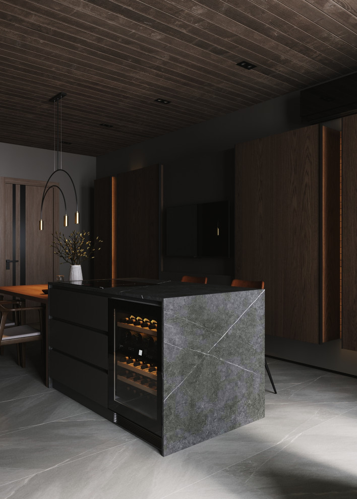 Кухня в большом доме.