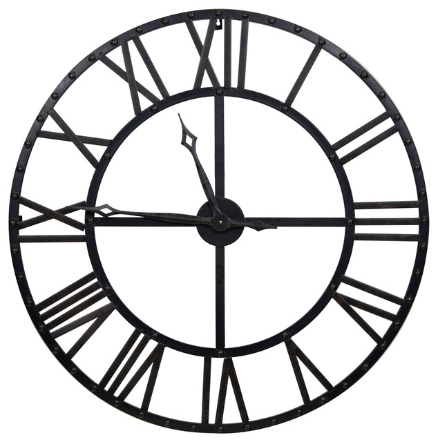 Oversized Black And Bronze Metal Wall Clock Clocks By Pinnacle Frames Houzz - Oversized Black And Bronze Metal Wall Clock