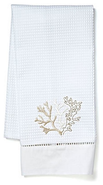 100/% Cotton Waffle Weave with Embroidered Design /"Fleur de Lis/" Dish Towel