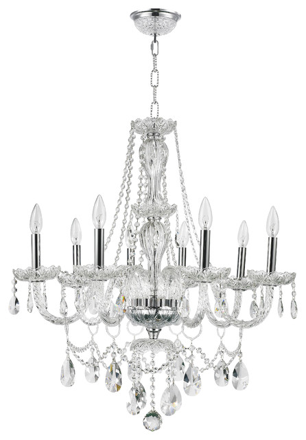 Thor 8 Light 28 Clear Crystal Candle, Crystal Candle Chandelier Standard Sizes