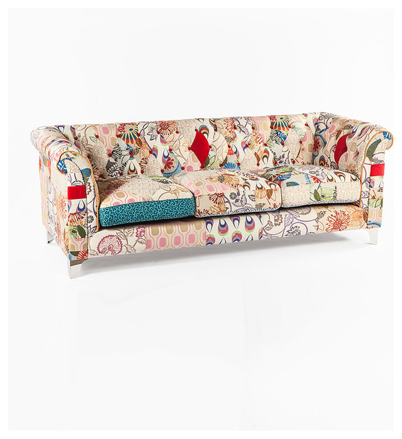 Cream & Red Patchwork Boho Sofa Contemporary Sofas by zulily