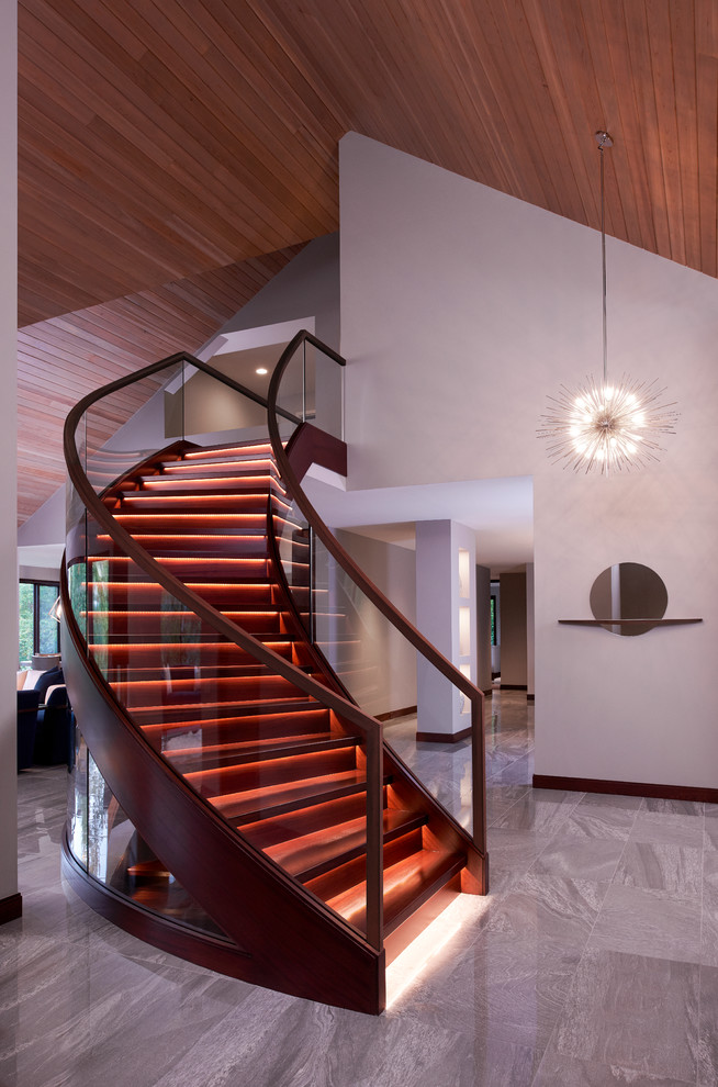 This is an example of a large contemporary staircase in Detroit.