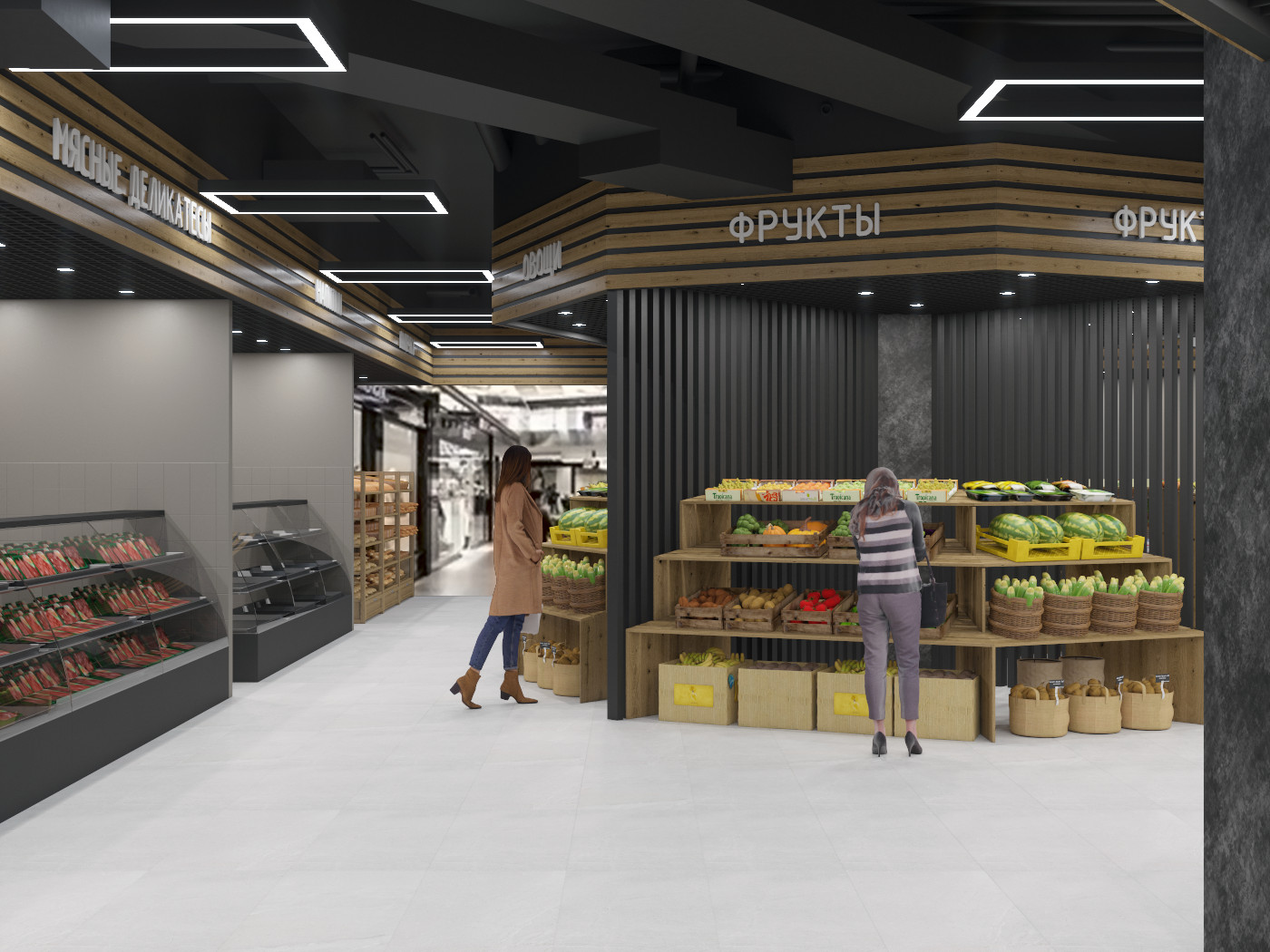 Дизайн-проект фермерского рынка в ТЦ Грис