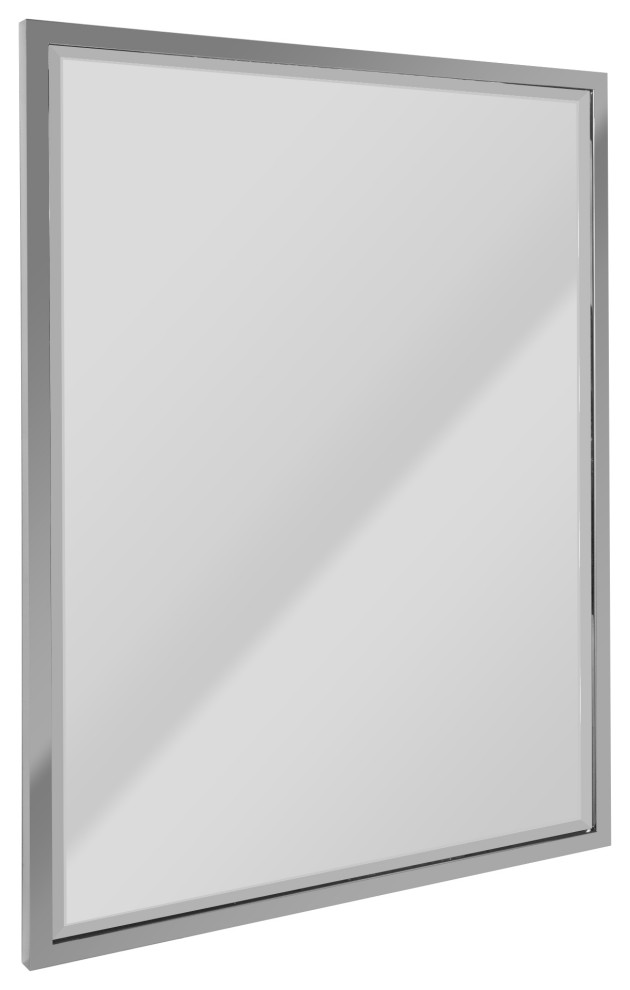 Head West Silver Stainless Steel Framed Beveled Mirror, 30x40
