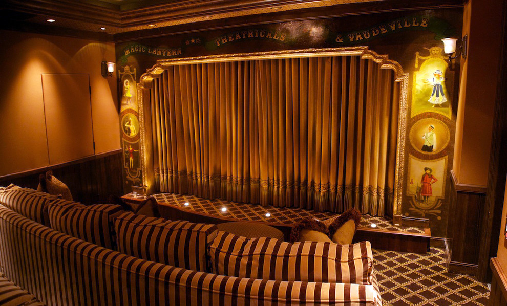 Photo of a traditional home theatre in Louisville.
